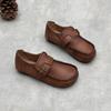 Zapatos Planos Artísticos Hechos a Mano de Piel Genuina, Estilo Primavera y Otoño, Mocasines Suaves Slip-On de Suela Plana, Zapatos Casuales Versátiles de Piel de Vaca para Mujer