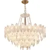 Lustre de sala de estar de luxo leve e elegante estilo francês, lustre de cristal de quarto na cor creme, luminária de jantar nova de alta qualidade na cor rosa
