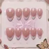 Venta Caliente Transfronteriza 24 Piezas Borde Blanco Simple Uñas Francesas Cortas Almendra Usables Uñas Postizas Europeas y Americanas Versátiles de Moda Puntas para Uñas Venta al por Mayor