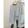 Blusa de Manga Comprida para Menina Listrada Azul Casual de Verão Feminina para Todos os Combos Fina Solta Preguiçosa Proteção Solar Ins Blusa