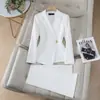 Venta al por mayor transfronteriza de nuevo blazer negro de manga larga para otoño e invierno para mujer, traje profesional con pantalones acampanados conjunto de dos piezas