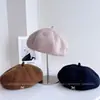 Chapéu Boina Moda Retro Literária Japonesa Feminino Outono Inverno Versátil Literário Chapéu de Pintor Proteção contra Frio Aquecimento Chapéu Abóbora Tendência