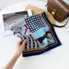 Novo Lenço de Seda Castanha Espinha de Peixe, Lenço Quadrado Color Block, Lenço Quadrado Pequeno Retrô Literário, Lenço Decorativo para Pescoço, Lenço Respirável