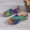 Sandálias de Praia Coloridas de Grande Tamanho para Travessia de Fronteira Combinando Cores Sandálias de Velcro Femininas com Salto Plataforma e Solado Grosso Verão 2024 Novas