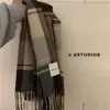 Bufanda de Cuadros Atmosférica Coreana para Mujer Heattech Rosa Seco Rosa Blanco Suave con Borlas Chal Bufanda Moderno y Versátil