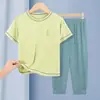 Conjunto de Pijama Delgado de Modal para Niños, Conjunto de Manga Corta para Niños, Ropa de Aire Acondicionado para Niñas, Ropa de Casa de Verano para Niños Mayores para Padres e Hijos