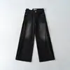 Venta al por mayor de ropa de mujer transfronteriza: Nuevos Pantalones Vaqueros Casuales de Pierna Ancha, Largo Hasta el Suelo, con Pliegues y Doble Cintura, Estilo Vintage de Verano