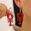 Estilo Europeo y Americano Transfronterizo Estilo Vacaciones en la Playa y el Océano Pendientes Colgantes Exagerados de Aleación de Langosta y Cangrejo Pendientes Personalizados para Mujer