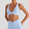 Sujetador Deportivo de Running con Escote en V Profundo Exterior Color Piel Europeo y Americano Moda Espalda Cruzada A Prueba de Impactos Push-Up Ropa de Yoga Lencería para Mujeres