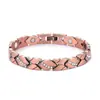 Pulseira Magnética Popular Europeia e Americana Transfronteiriça de Metal Cobre Vermelho Antigo para Homens Retrô Fileira Larga Magnética Completa Ajustável Pulseira de Casal