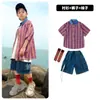 Roupas de Moda Infantil Hip-Hop Roupas de Moda Jovens Legais Bonitos Conjunto de Camisa e Jeans Estilo Britânico