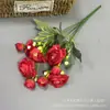 Ramo Pequeño de Rosas de Té Felices Simuladas de 5 Pétalos Ramo Simulado Flores Decorativas para Proyecto de Hogar, Hotel, Boda Venta al Por Mayor