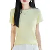 Elegante Camiseta Ligera de Punto Acanalado para Mujer, Nueva Camisa Base Lisa de Estilo Coreano de Verano con Mangas Volantes Rosas