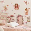 Br1453F Desenho Animado Conto de Fadas Flor Rosa Fada Borboleta Pequeno Animal Estilo Menina Casa Autocolante de Parede Autoadesivo