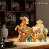 Carro de Caballo Cerámico Tricolor de la Dinastía Tang con Adornos de Tesoros para Decoración del Hogar, Decoración de Escritorio de Oficina, Pieza Decorativa de Alta Gama