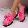 Zapatos de cuero estilo británico transfronterizos, primavera 2026, zapatos de plataforma para mujer, zapatos de color liso con lazo, mocasines sin cordones.
