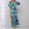 Novedades Primavera 2026 Ropa de Mujer Transfronteriza Europea y Americana Vestidos Moda Cintura ceñida Ajustados Estampados Plisados Faldas Largas