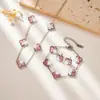 Conjunto Popular de Trébol de Cuatro Hojas Transfronterizo Pulsera y Collar de Acero Inoxidable Joyería de Lujo de Nicho Estilo Europeo y Americano