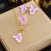 Moda Europeia e Americana Estilo Novo Transfronteiriço Conjuntos de Brincos, Pulseiras, Colares e Anéis, Joias Esmaltadas Banhadas a Ouro com Flores de Concha Coloridas