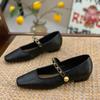 Sapatos Femininos de Salto Baixo 2026 Outono Novo Retro Versátil com Tiras, Adequados para Combinar com Saias, Sapatos Femininos de Salto Baixo Estilo Vovó