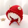 Gorro de Bebé Otoño Invierno Niña Meses Pequeños Gorro con Orejas Protectoras para Bebé Linda Princesa Gorro de Lana Tejido para Recién Nacido