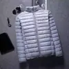 Jaqueta leve com enchimento de plumas para homens e mulheres, adequada para outono e inverno, com gola alta, à prova de vento e quente, design com zíper, estilo casual e sem capuz