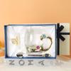 Tazas de Esmalte al por Mayor del Fabricante, Estilo Nuevo para Mujer, Alto Valor Estético, Tazas de Té con Flores para el Hogar, Vasos de Agua Exquisitos para la Oficina, Uso para Maestros