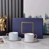 Conjunto de Xícara e Pires Duplo Russo Estrela, Xícara de Chá Estrela Azul Royal, Xícara e Pires de Café em Porcelana Óssea Banhada a Ouro, Xícara e Pires para Chá da Tarde