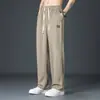 Calças de seda gelada masculinas, finas, retas, soltas, de secagem rápida, leves, esportivas, casuais, calças de rua americanas, para todos os gostos
