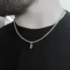 Collar con Colgante de Letra Inglesa 26 Transfronterizo Moda Masculina Acero Inoxidable Cadena de Clavícula A-Z Cadena Plana Europea y Americana