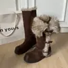 Botas de algodón plegables de nuevo estilo, botas de nieve de invierno para mujer con forro de felpa, extra gruesas y cálidas 2026 botas largas