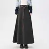 Toma real~ Falda de lana para mujer para otoño e invierno, diseño de línea A de cintura alta, adelgazante, elegante, con efecto de caída, falda larga con dobladillo amplio