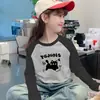 Ropa interior térmica de forro polar para niñas Otoño Invierno Estilo Nuevo Ropa interior para niños medianos y grandes Camiseta de manga larga con bloques de color cálido y elegante Parte superior de cuello redondo
