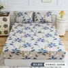 Juego de cama de verano fresco estilo pastoral floral con sábana bajera, colcha individual, funda de almohada, protector de colchón, funda protectora, ropa de cama