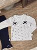 Conjunto de Niña Primavera y Otoño Bebé Elegante Infantil Moderno Dos Piezas Lunares Lazo Encaje Camiseta Pantalones Acampanados