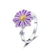 Moda europea y americana anillo de flor giratorio para mujer apertura ajustable anillo de margarita para la ansiedad venta directa de fábrica