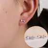 Pendientes de botón con lazo de lujo cruzado súper brillantes de venta caliente, moda, pequeños, exquisitos, de circonita, simples, versátiles para el día a día