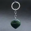 Colgante con Forma de Corazón Transfronterizo 30*12mm Llavero Piedra Natural Cristal Rosa Corazón de Melocotón Joyería DIY Más Vendida