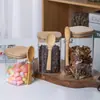 Pote Selado Quadrado com Colher, Pote de Vidro Transparente Doméstico para Armazenamento de Alimentos, Chá, Frutas Secas, Grãos de Café, Armazenamento e Organização