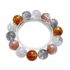 Pulsera de Cristal Natural Gris Fuegos Artificiales Despertar del Dragón Longxiangsi para Mujer, Moda Casual Versátil Pulsera Blanca de Fuegos Artificiales Venta al por Mayor