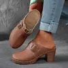 Medias Pantuflas Gruesas Casuales Retro de Talla Grande para Mujer, Calzado Exterior Primavera 2026, Pantuflas sin Cierre de Talla Grande