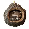 Adornos de Árbol de Acrílico Nuevos Transfronterizos para Animales Colgantes de Árbol de Navidad Impresión Plana de Mapache Decoraciones Colgantes