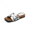 Primer Encuentro con las Chanclas de Cuña para Mujer Jiwei de Suela Gruesa, Adecuadas para Usar en Verano, Cómodas para los Pies, Sandalias de Mocasín Cuadradas, Talla Grande para Mujer