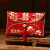 Sobres rojos de tela de alta gama para bodas y compromisos, sobres rojos de tamaño grande para la ceremonia del té de los padres y dinero de regalo