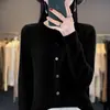 Abrigo de terciopelo Andy de color liso con cuello redondo estilo coreano, suelto, adelgazante, para ir al trabajo, hebilla sin costuras, cárdigan de punto para mujer