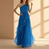 Estilo Nuevo Transfronterizo Europeo y Americano Verano 2026 Ropa para Mujer Elegante Estilo Resort Sin Mangas de un Hombro Volantes Vestido de Color Sólido