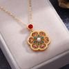 Colar de flores feminino com pingente de pedra do sol ameixa original corrente de clavícula de prata esterlina presente para namorada
