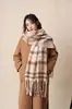 Bufanda de Mohair a Cuadros Nueva Invierno 2026 para Mujer, Bufanda Versátil Gruesa Esponjosa Estilo Coreano de Alta Gama para Abrigo