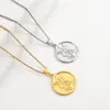 Colgante de Acero Inoxidable San Miguel Arcángel Collar Guardián Chapado en Oro de 18K Unisex Versátil Collar Cruzado Venta al por Mayor Transfronteriza