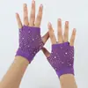 Guantes Cortos de Fiesta con Pedrería Cruzados Europeos y Americanos de Red con Agujeros para Verano Guantes de Malla Sexy para Mujer
